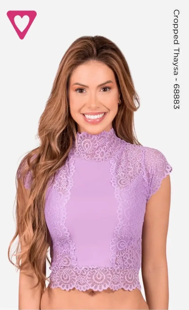 Cropped lila con encaje para mujer