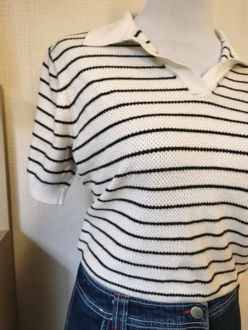Polera de rayas blancas y negras talla M - 3