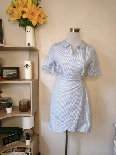Vestido camisero a cuadros azul talla M - miniatura 1