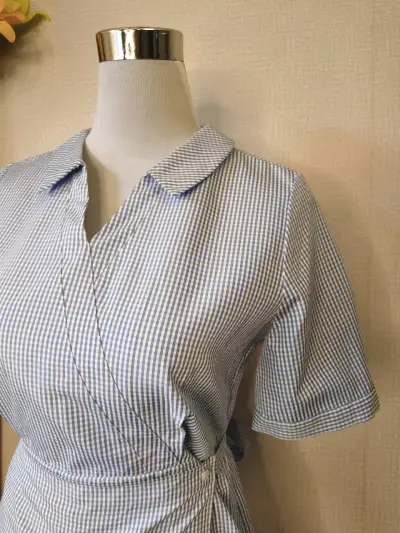 Vestido camisero a cuadros azul talla M - miniatura 2