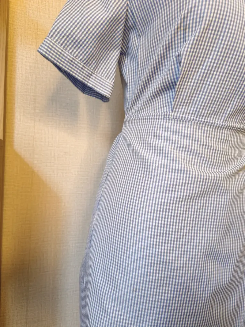 Vestido camisero a cuadros azul talla M - 3