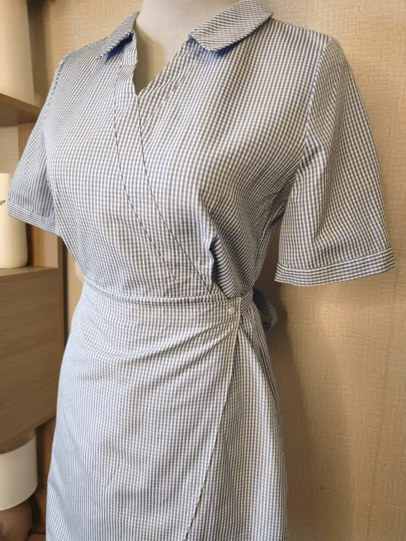 Vestido camisero a cuadros azul talla M - 4