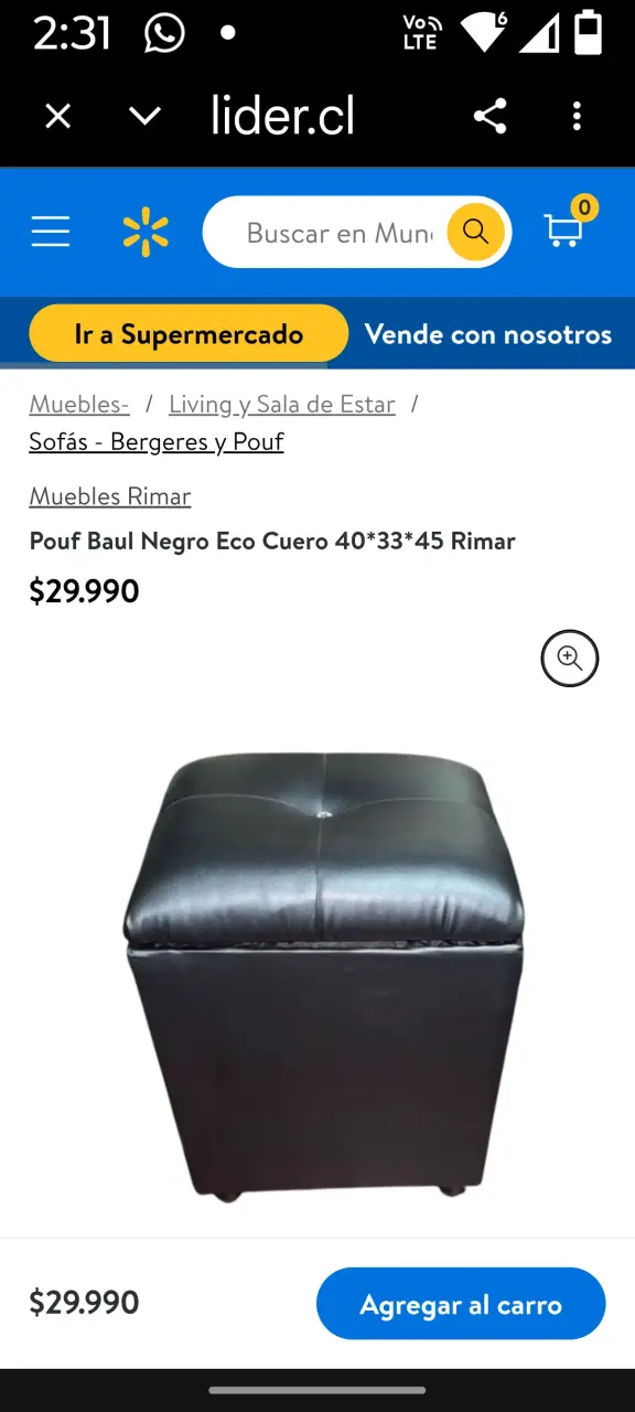 Pouf baúl negro de eco cuero - 2