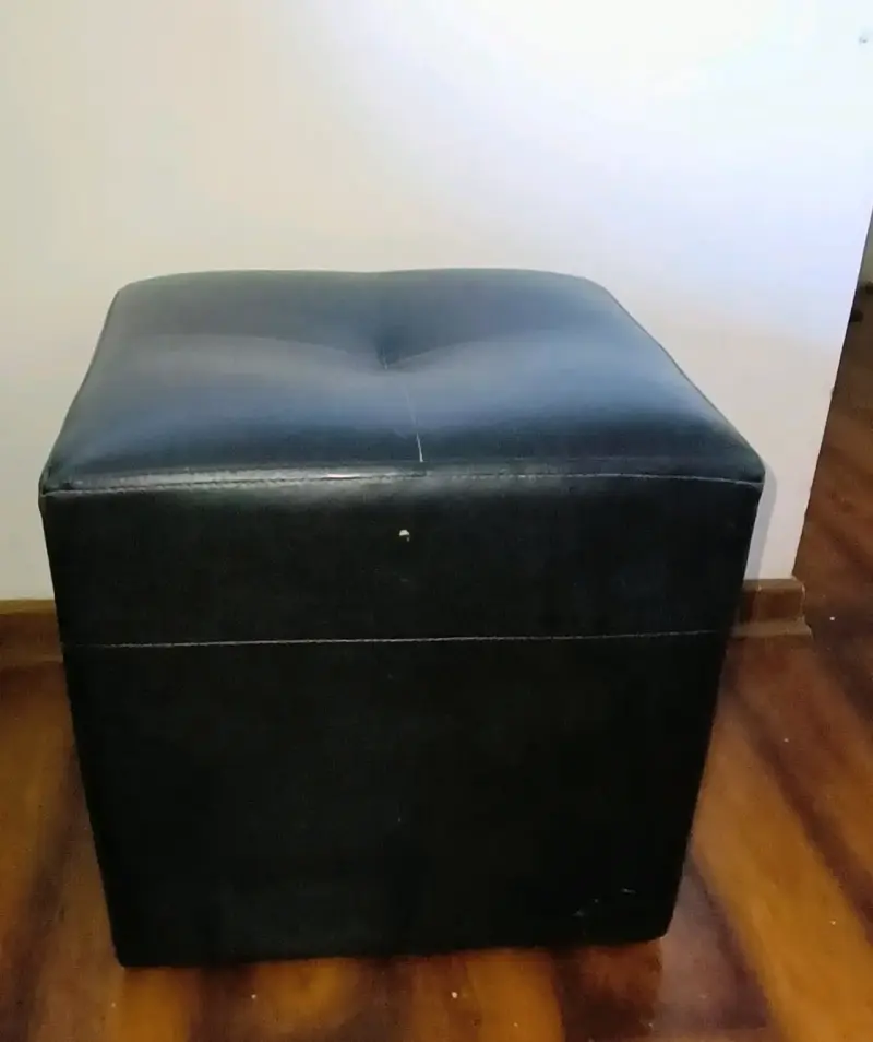 Pouf baúl negro de eco cuero - 3