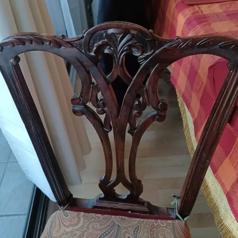 Comedor estilo madera caoba 6 sillas y 2 sitiales - 3