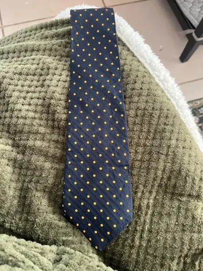 Corbata Ralph Lauren azul con puntos amarillos - miniatura 1