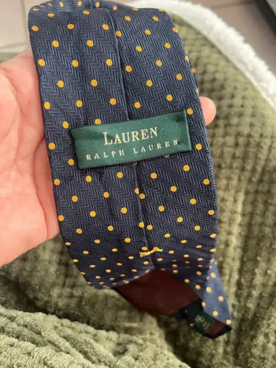 Corbata Ralph Lauren azul con puntos amarillos - miniatura 2