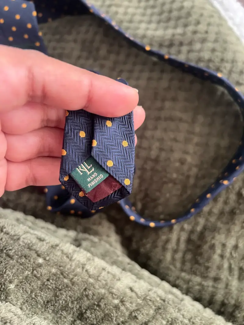 Corbata Ralph Lauren azul con puntos amarillos - 4