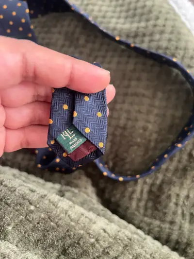 Corbata Ralph Lauren azul con puntos amarillos - miniatura 4