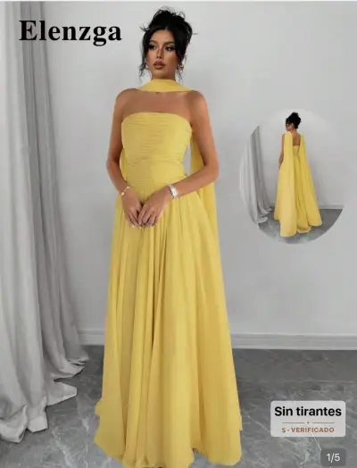 Vestido largo amarillo sin mangas - miniatura 1
