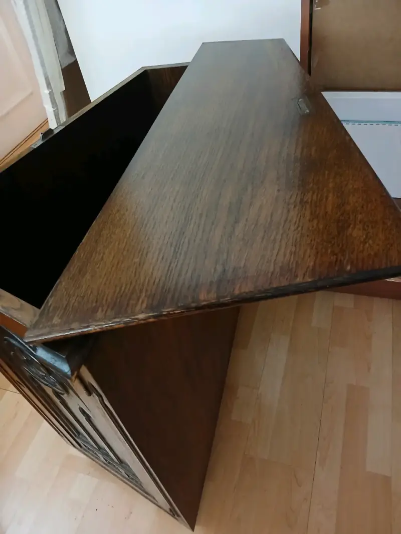 Mueble de madera estilo gótico con puerta tallada - 5