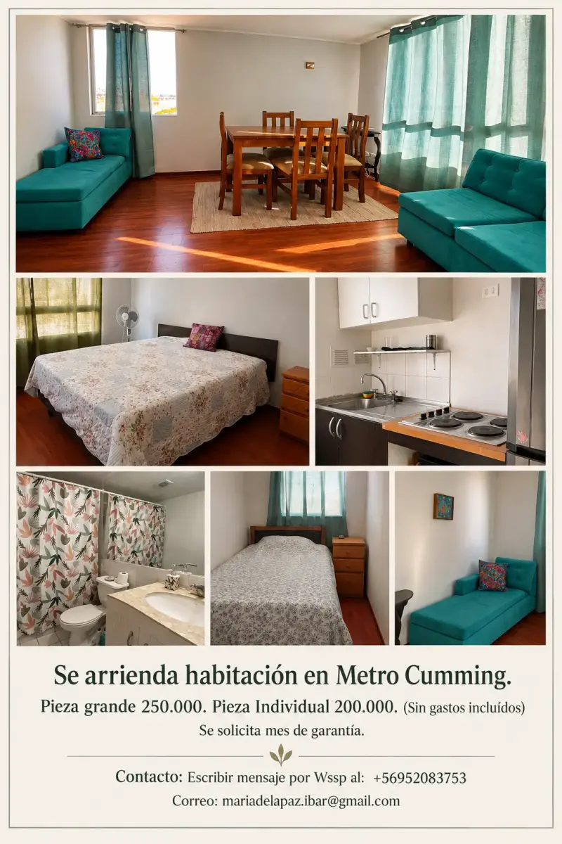 Arriendo pieza Metro Cumming