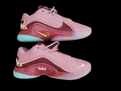 Zapatillas deportivas rosas con detalles dorados - miniatura 2