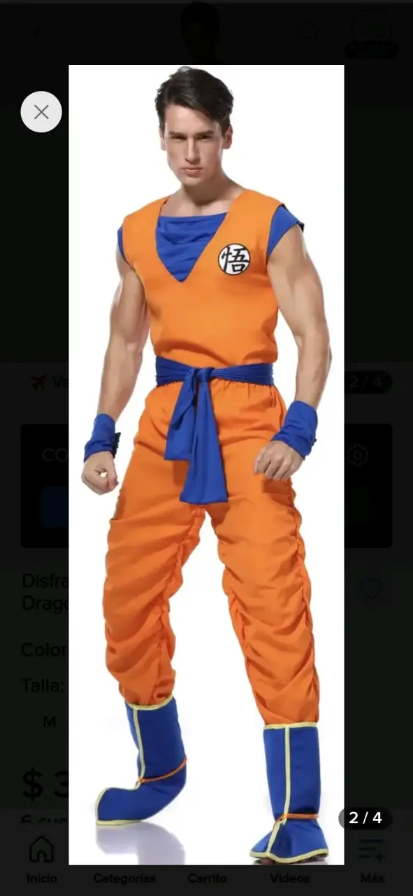 Disfraz de Goku para adulto en color naranja y azul - 2