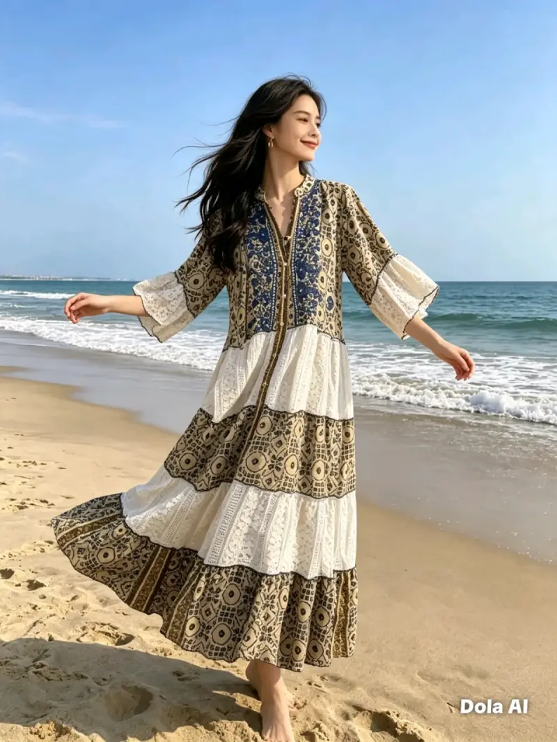 Vestido bohemio largo con estampado floral