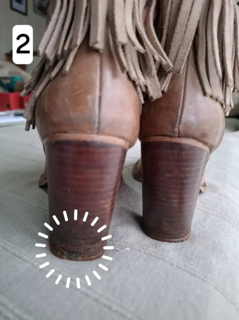 Botines de cuero con flecos marrones - 3