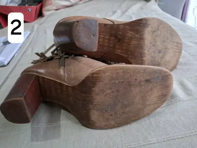 Botines de cuero con flecos marrones - miniatura 5