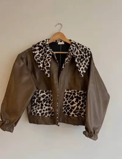 Chaqueta de cuero Kadú con estampado - miniatura 1
