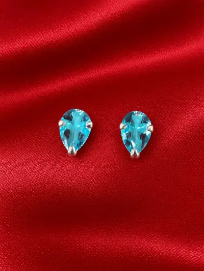 Pendientes de plata con piedras azules - miniatura 1