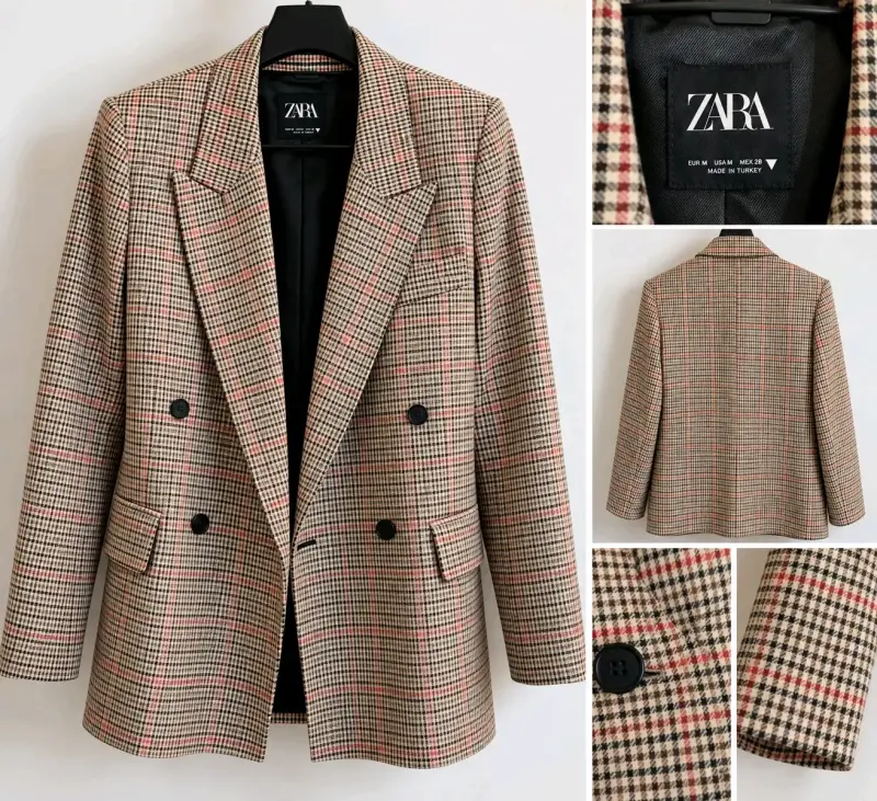 Blazer de cuadros para mujer Zara