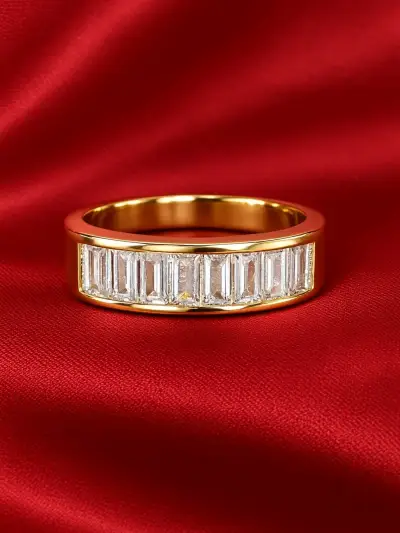 Anillo de baño de oro 18K con Circones en  baguett - miniatura 1