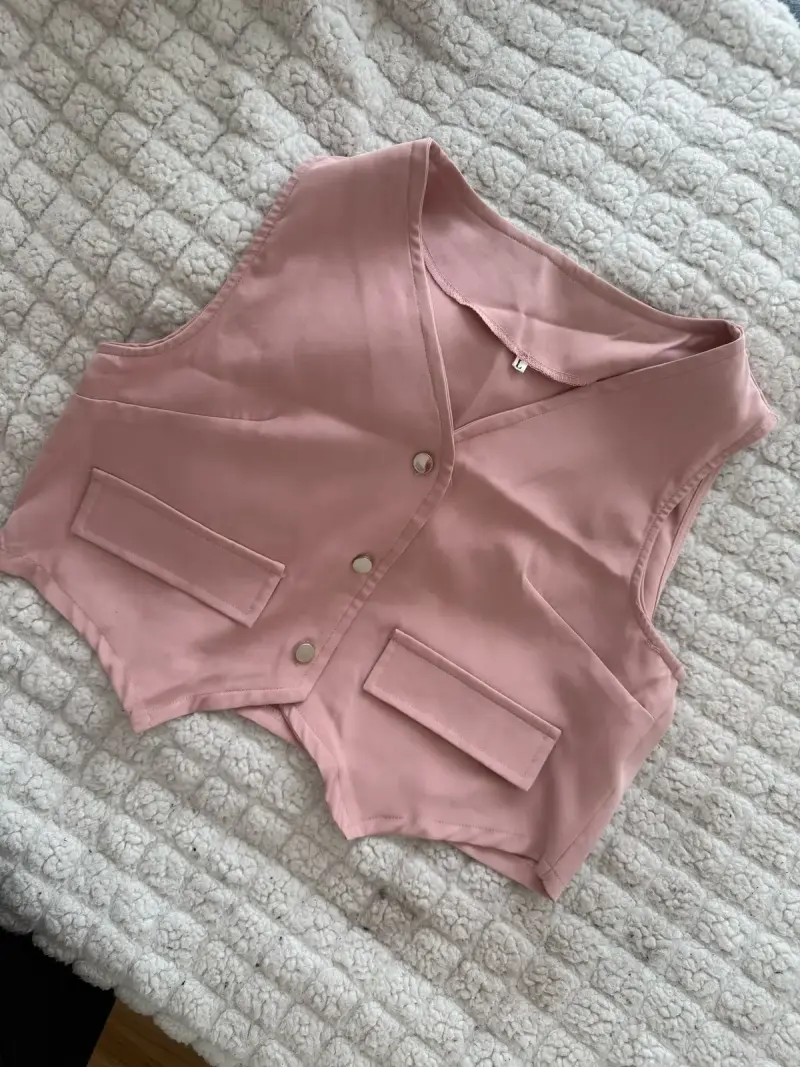 Conjunto de chaleco y pantalón rosado para mujer - 2