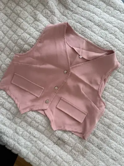 Conjunto de chaleco y pantalón rosado para mujer - miniatura 2