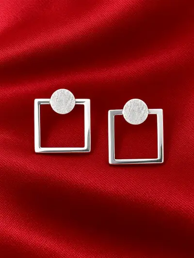 Pendientes geométricos de plata elegantes - miniatura 1