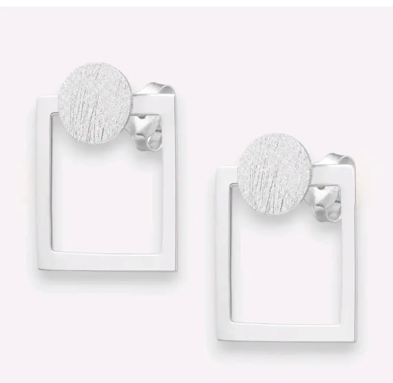 Pendientes geométricos de plata elegantes - 2