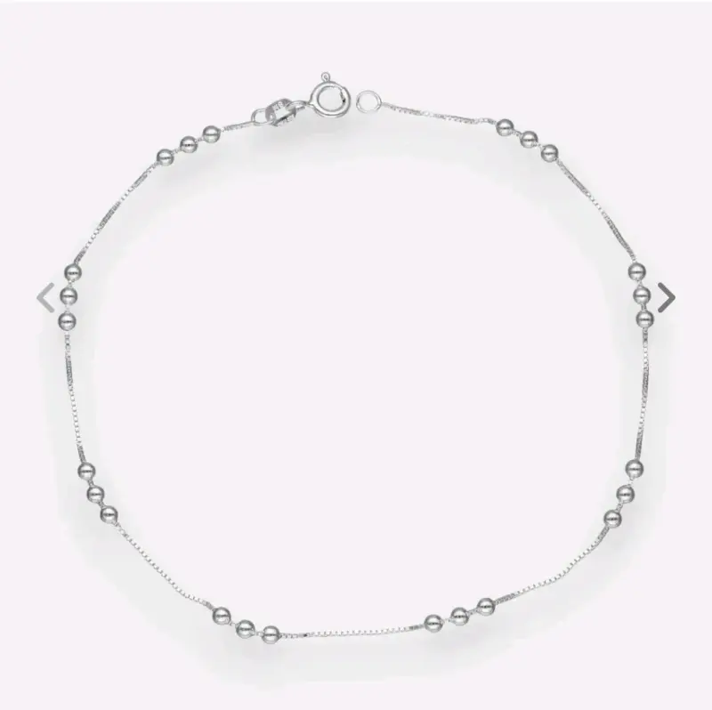 Tobillera de plata con diseño de bolitas - 3