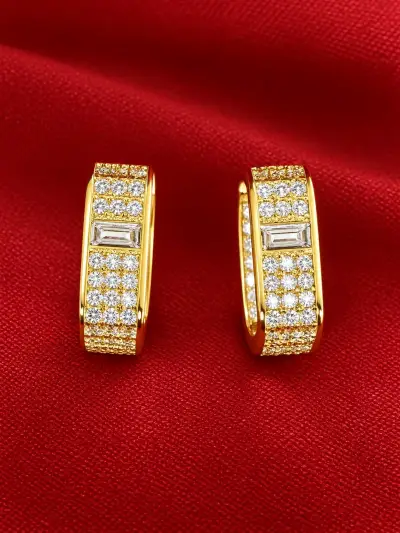 Aros en baño de Oro 18K con circonitas - miniatura 1