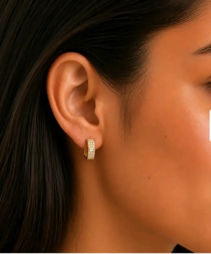 Aros en baño de Oro 18K con circonitas - 3