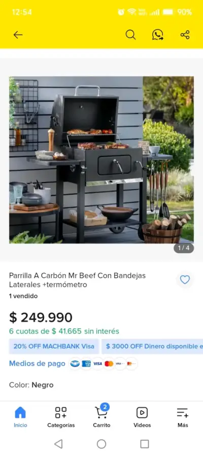 Parrilla a carbón Mr Beef con bandejas laterales - miniatura 1