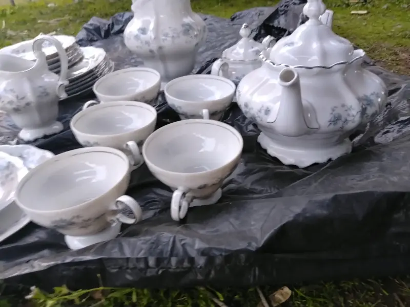Juego de té de porcelana con diseño floral - 4