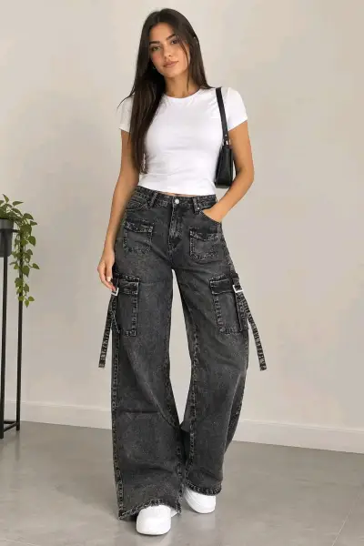 Jeans wide leg cargo - miniatura 1