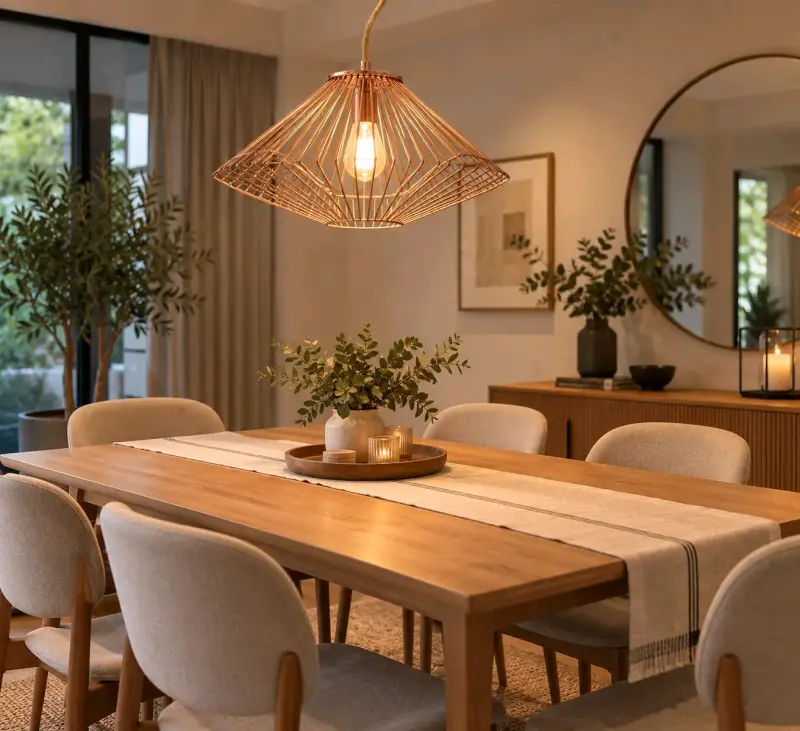 Lámpara colgante de metal cobre para comedor - 1