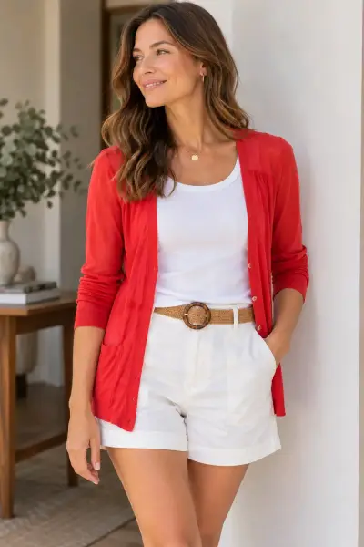 Cárdigan rojo para mujer Trucco talla L - miniatura 1