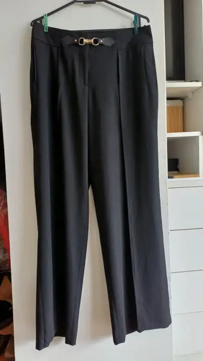 Pantalón ancho negro elegante para mujer - miniatura 2