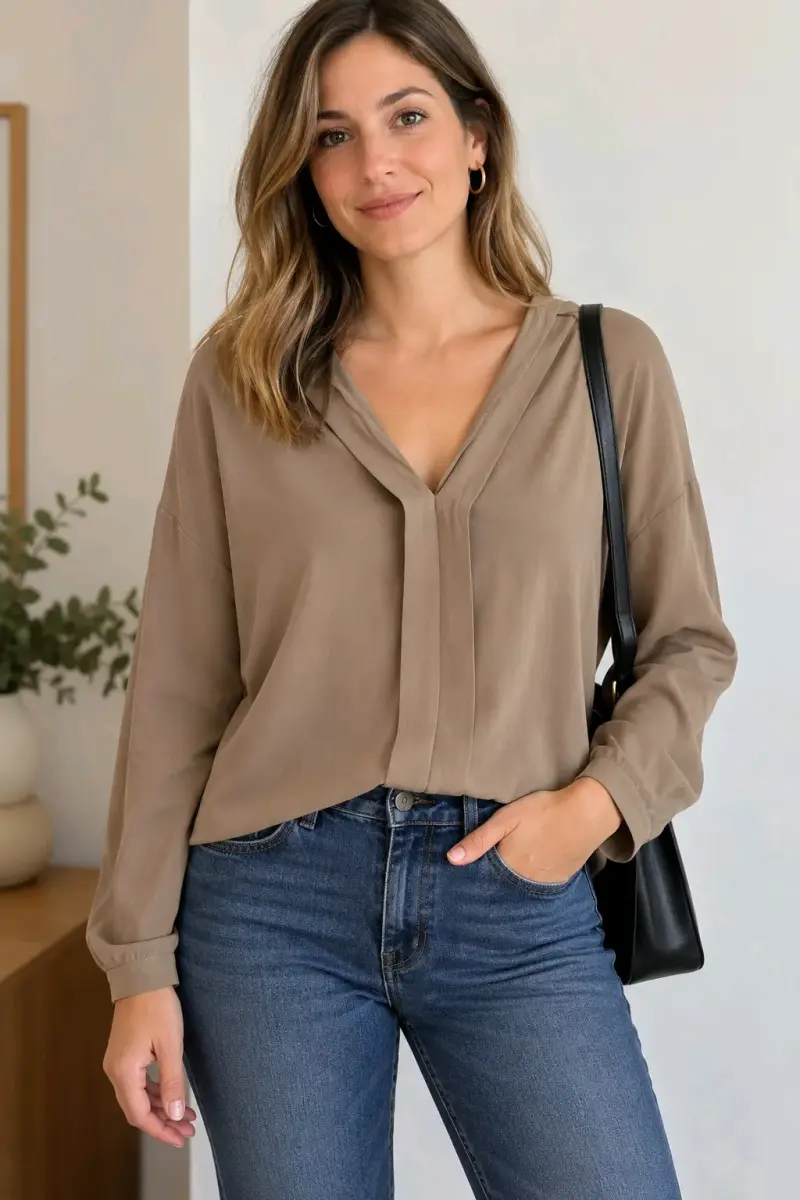 Blusa beige Trucco para mujer talla M - 1