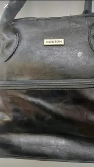 Bolso de cuero negro Mouton elegante - miniatura 3