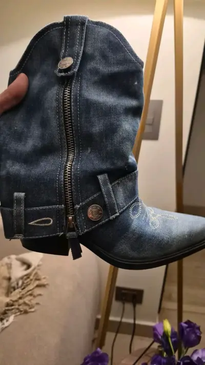Botas vaqueras de mezclilla con cremallera - miniatura 2