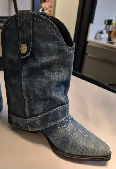 Botas vaqueras de mezclilla con cremallera - miniatura 3
