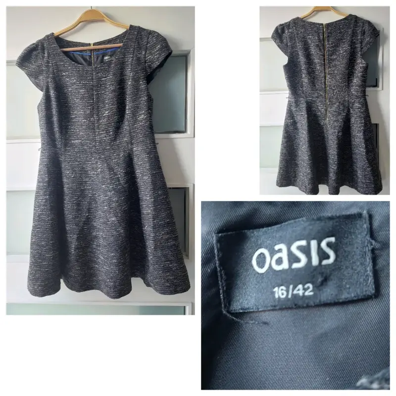 Vestido gris con cierre trasero Oasis talla 16/42