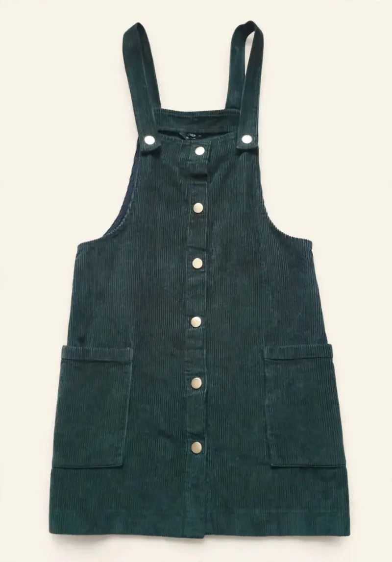 Vestido Jardinera verde con botones - 2