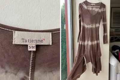 Vestido largo marrón estilo tie-dye Tatienne - miniatura 1