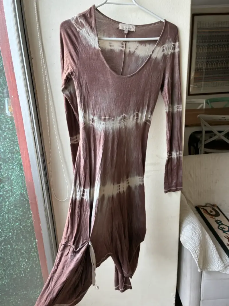 Vestido largo marrón estilo tie-dye Tatienne - 2