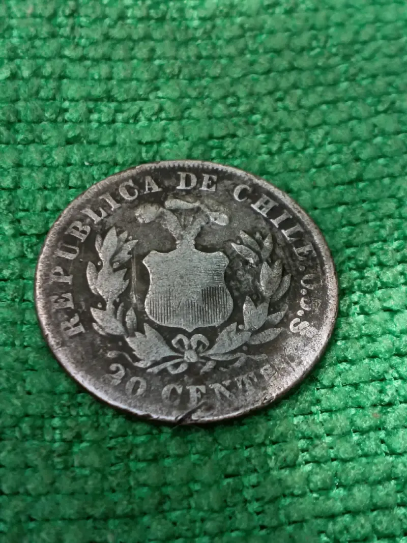 Moneda chilena antigua de 20 centavos 1893 - 2