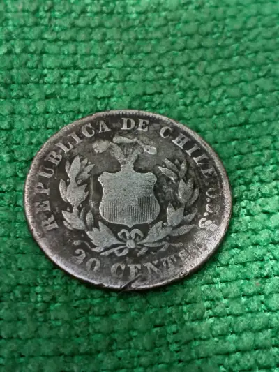 Moneda chilena antigua de 20 centavos 1893 - miniatura 2