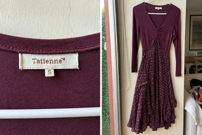 Vestido largo burdeos Tatienne con diseño floral - 1