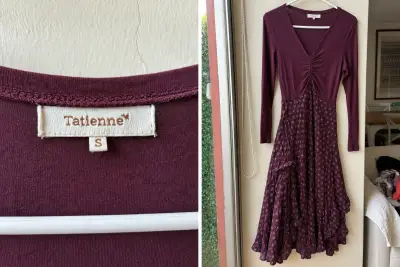 Vestido largo burdeos Tatienne con diseño floral - miniatura 1